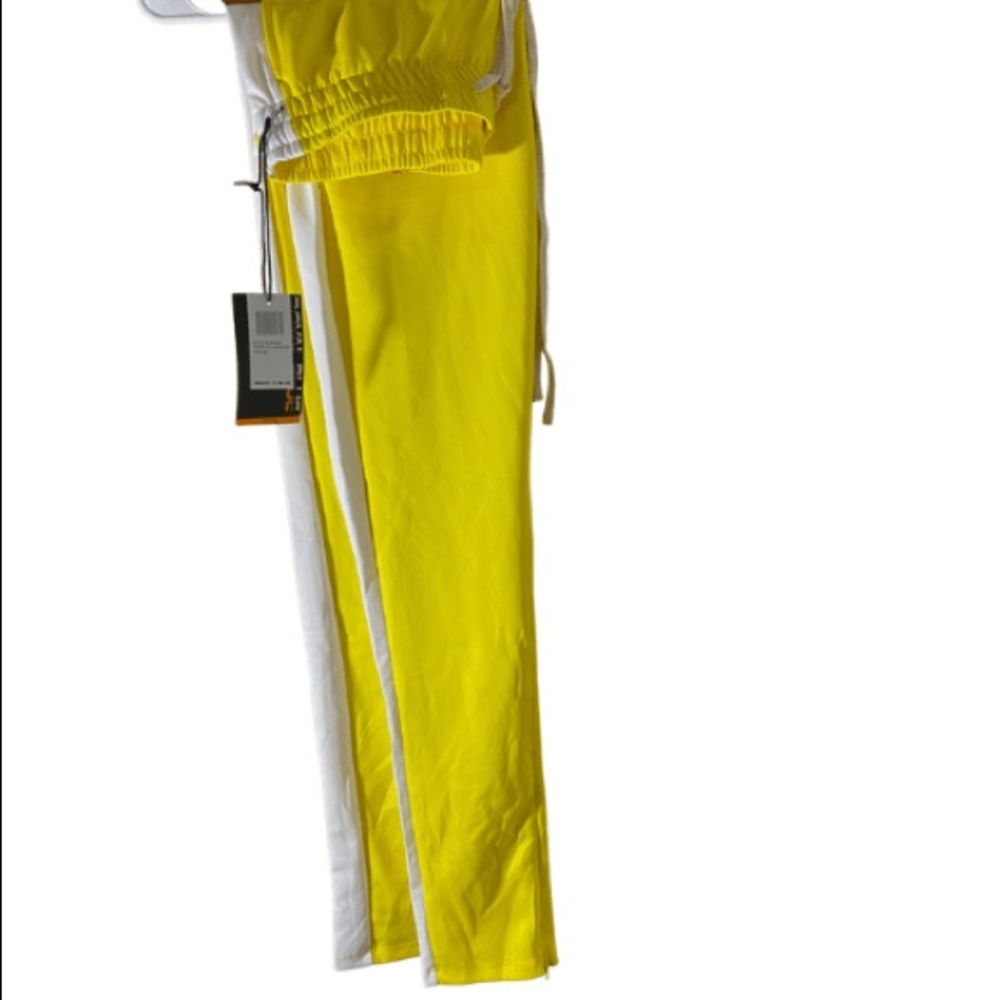 Yellow with White Stripe Sweatpants | Mens Medium
